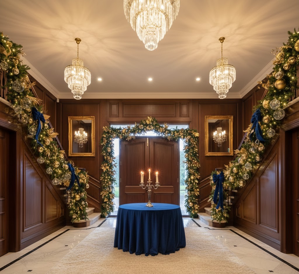 Opulent winter decoration display